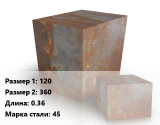 Поковка квадратная 120х360 L=0.36 Сталь: 45 цена от 117000 Тг / т, где купить, условия доставки в Кызылорде и Кызылординской области